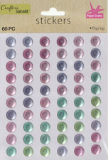 60 pc Glitter Accented Round Pop Up Jewel Stickers Crafter's Square Asst Colors