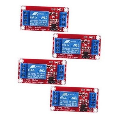 4pcs DC 12V Relay Module 1 Channel Relay Board with Optocoupler 12V-4pcs
