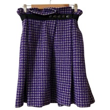 tricot COMME des GAR ONS Tweed Skirt TL-S201, Size Small, Purple Women USED