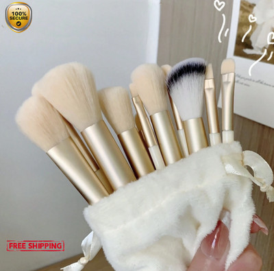 13PCS Mini Travel Makeup Brush Set   Compact Cosmetic Brush Kit - NEW