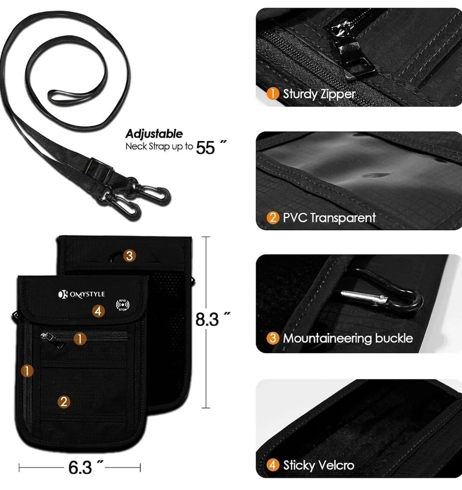 Portador Estuche Cartera Para Pasaporte Tarjetas De Crédito Bloqueo RFID Seguro - Image 3 of 4