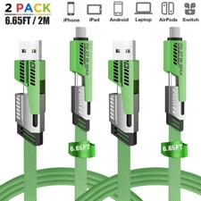 4in1 USB Type-C Cable 6ft Data Cord Super Fast Charging Cable For iPhone Samsung