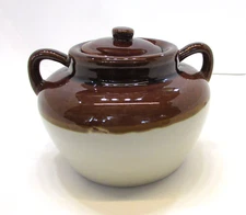 Vintage 1980s Smith Baker Server Stoneware Crock Pottery 2 Handle Bean Pot w Lid