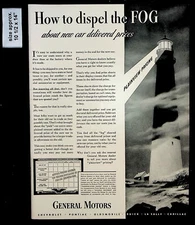 1941 General Motors Dispel the Fog Lighthouse Cars Vintage Print Ad 35777