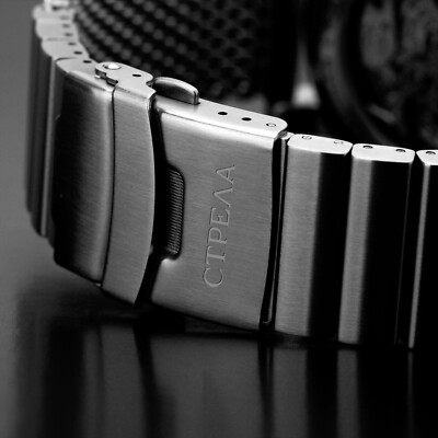 STRELA Milanaise Mesh Uhrenarmband - Geflecht & Glieder poliert 22 mm