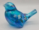 Fenton Blue Iridescent Carnival Glass Bird Hand Painted Personalized to Mom READ