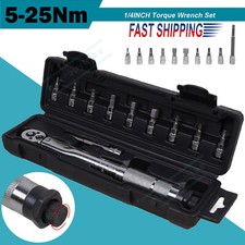 Torque Wrench Adjustable 1/4" Drive 5-25 Nm Torque Wrench Set Maintenance Kit UK