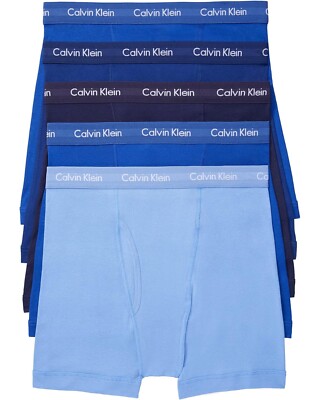 Calvin Klein L24905 Mens Blue 5-Pack Cotton Classic Boxer Briefs Size XL