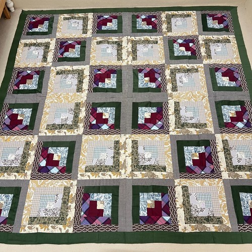 Parkdale Colorado Log Cabin Handmade Cotton Patchwork quilt top/topper