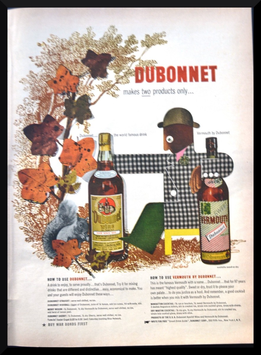 1943 Dubonnet Original Vintage PRINT AD Wine and Vermouth Fall