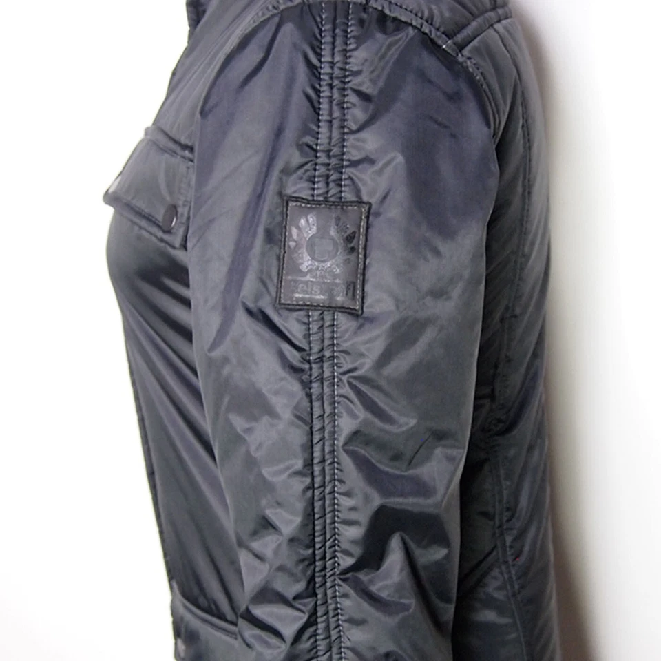 Belstaff 摩托车外套长夹克黑色尼龙女孩 12 码 — 第 4/4 张图片