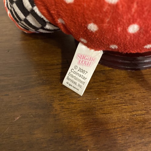 BABY Plush SUGAR LOAF Puppy DogRed White Black Checkers Stripes Dots Rattle 2007 - Picture 5 of 6