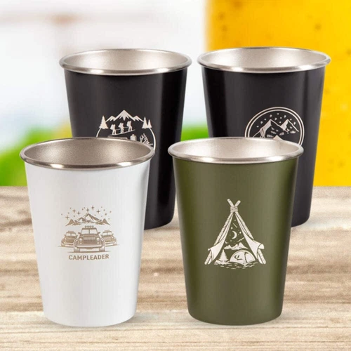 4 Piece Stainless Steel Picnic Cup Set with Storage Bag and Silicone Holder (Arm - Picture 2 of 7