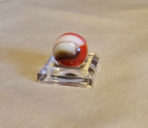 Vintage Marble. Red White Brown. 5/8" 'NM +'. Collectible Toys. - Picture 1 of 6