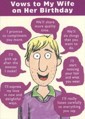 RSVP Vows To My Wife Funny / Humorous Birthday Card for Wife