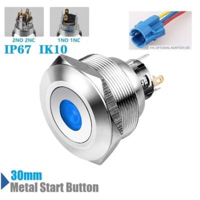 30mmRGB Tri-color Dot LED illuminated IP67 304Stainless steel Push Button switch