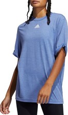 NWT Adidas Women's Roll Sleeve Boyfriend T-Shirt Heather Blue Size XS 30 F252