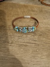 Hand Beaded Leather Bracelet