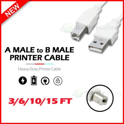 2.0 USB Type A - B Male Cable for Computer Printer Scanner Fax PC Connect Cord