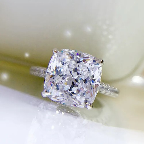 Sunshine 925 Silver Plated Ring Women Cubic Zircon Wedding Jewelry Gift Sz 6-10 - Picture 6 of 7