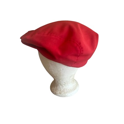 Vintage 1960s Red Flat cap Newsboy, Cabbie Hat Cap Size Medium