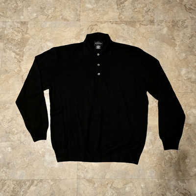 Conte Di Milano 100% merino wool long sleeve 1/4 button up polo Mens XL