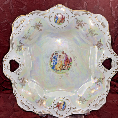HI-LUXE Best Porcelain Original 24 K Gold Japan 3 Graces Design Serving Plate