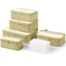 SOARSAIL 6 Set Compression Packing Cubes Travel Luggage Organizer Yellow