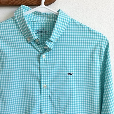 NWT Vineyard Vines On The Go Gingham Long Sleeve Button Down Shirt Boys XL 18