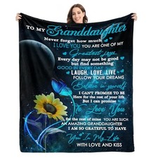 Granddaughter Gifts from Grandma Grandpa 60"x50" Granddaughter Gifts-blue