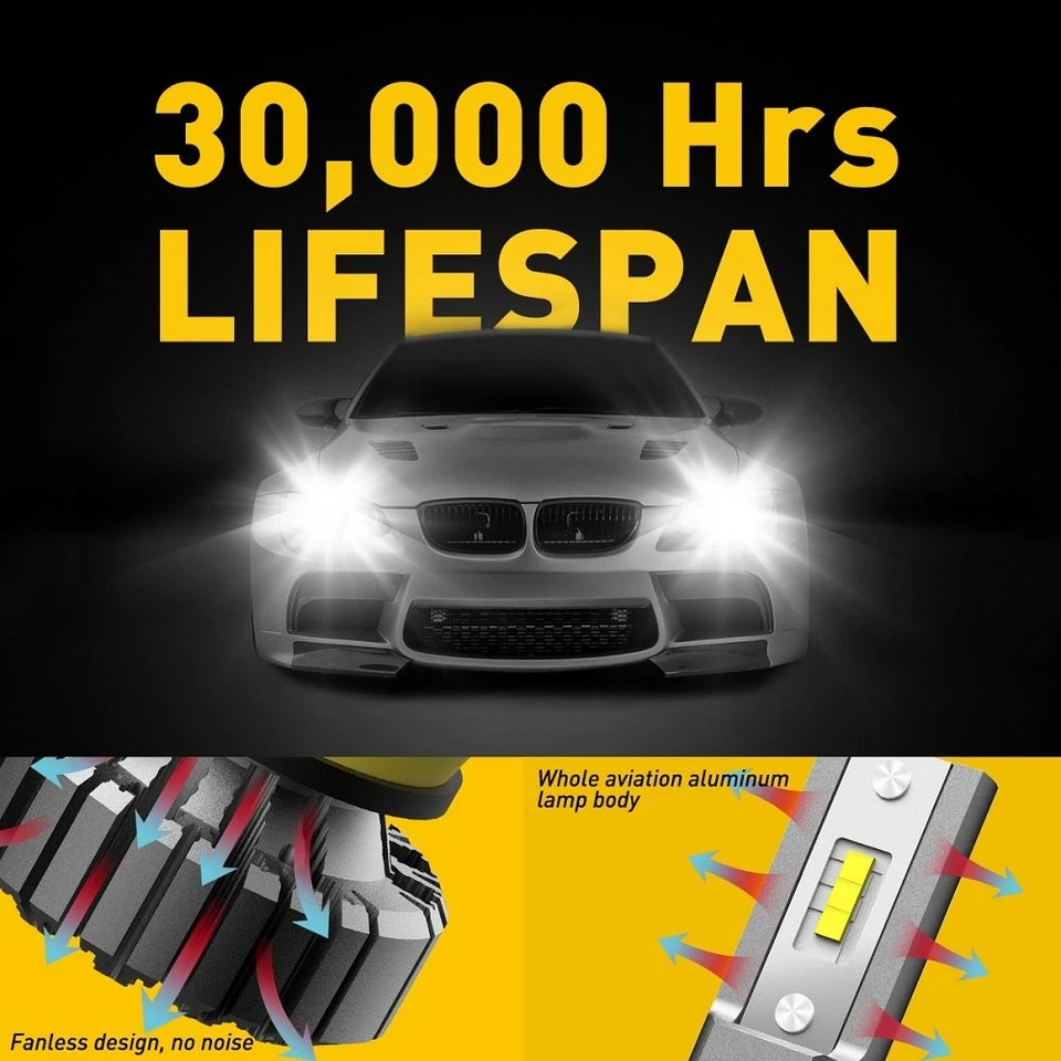 Pair AUXITO H11 Headlight Super White H8 H9 LED Light Kit Low Beam Bulbs 6500K - Image 4 of 4