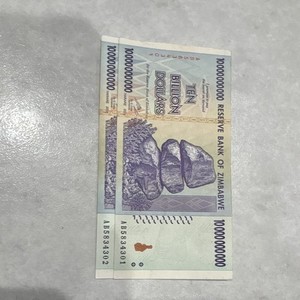Zimbabwe Z$10 Billion Reserve Bank of Zimbabwe Banknotes Lot of 2 AB5834301