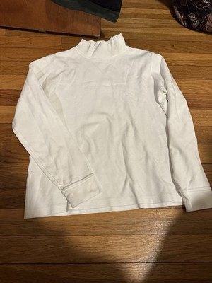 White L.L. Bean Cotton Mock Neck Long Sleeve Shirt Size XS Women