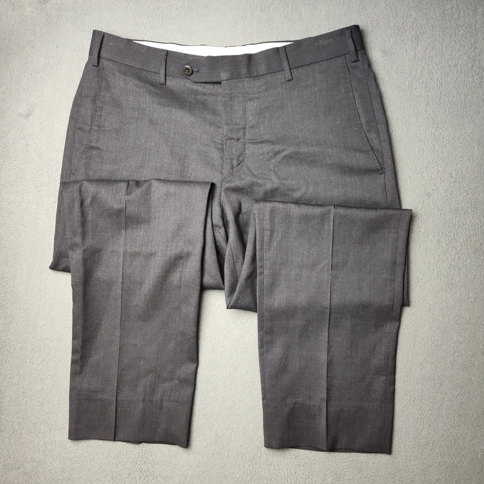 Zanella Parker Pants Mens 32x28 Gray Wool Blend Stretch Waistband Dress Italy - Image 3 of 4