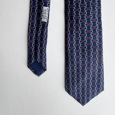 USED Tie HERMES Tie 100 Silk All Pattern Navy Used Once Japan