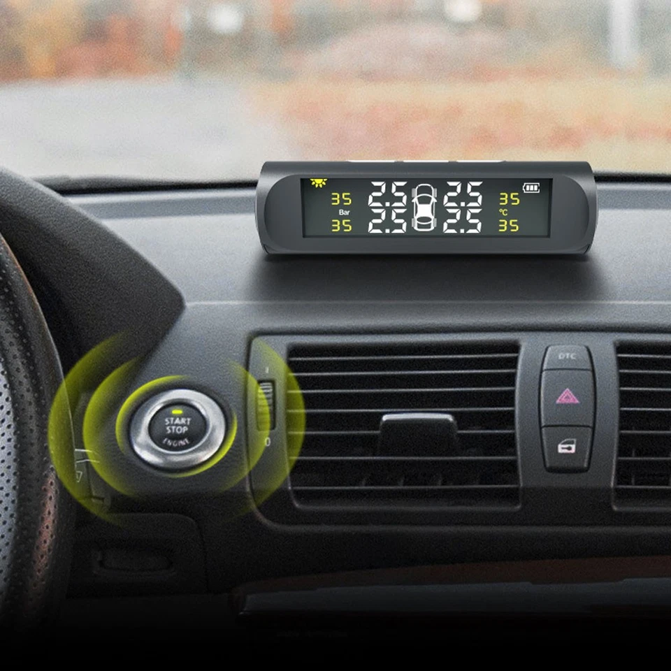 Wireless Car Solar TPMS LCD Tire Pressure Monitoring System 4 External Sensors Ḧ - Image 4 of 4