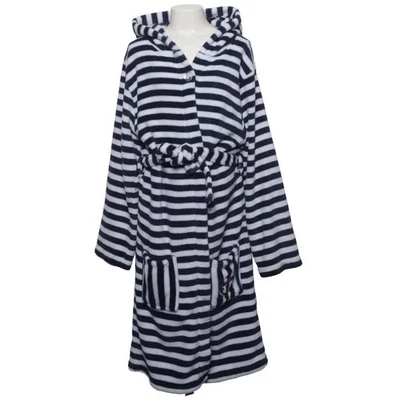 Playshoes, peignoir, taille : 158, bleu/blanc, polyester, rayures, polaire #EEL - Photo 1/4