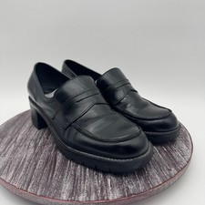 Vintage Steve Madden Loafers Womens 6.5 Leather Platform Chunky Heel Shoes 90d
