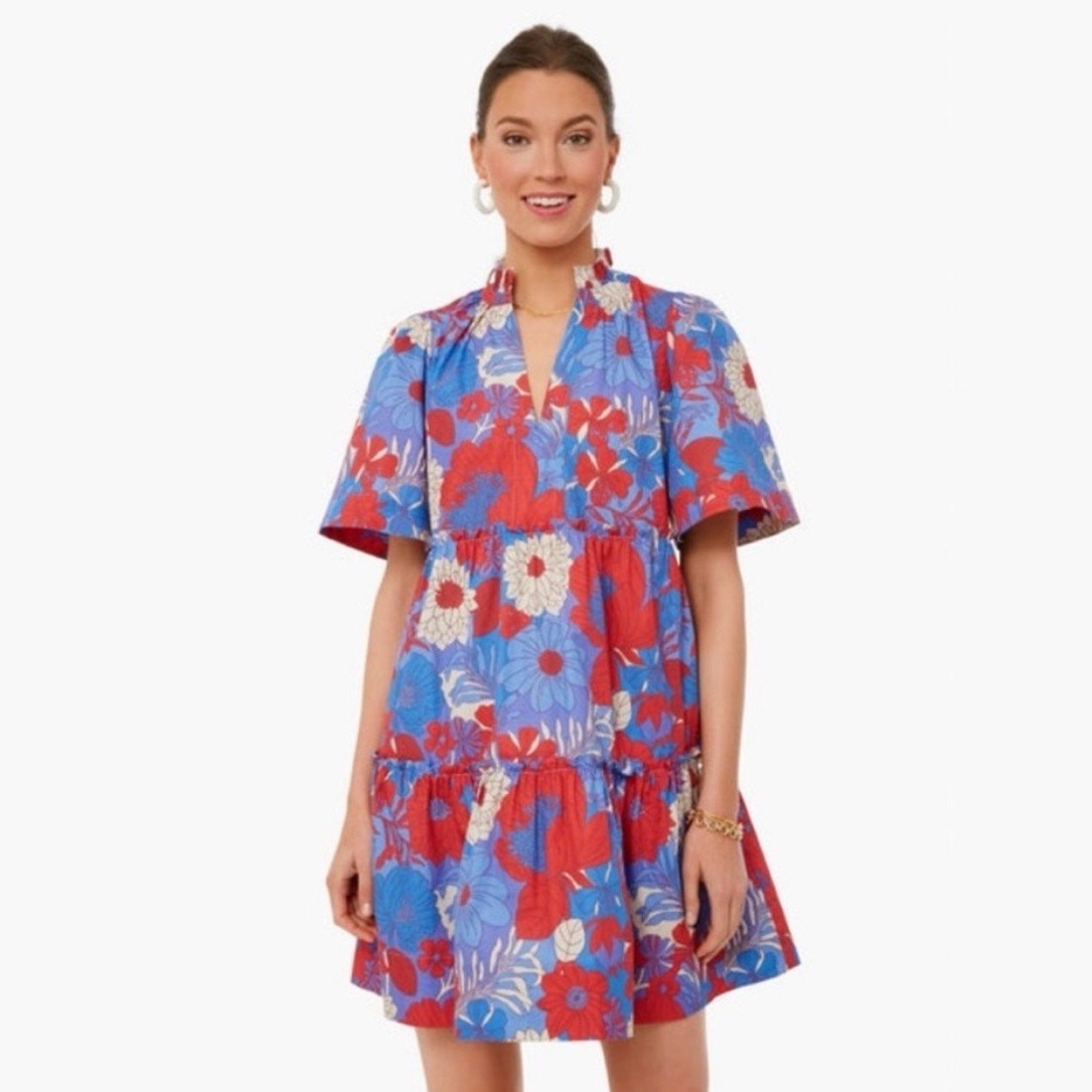 Mini Vestido Tuckernuck Azul Rhapsody Crawford Rojo Azul Floral S