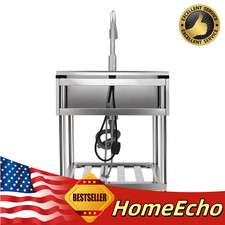 Freestanding Stainless Steel Sink Single Bowl Sink W/ 360  Retractable Faucet