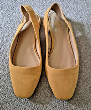 Ladies Nubuck (?) flat, sling back shoes - ochre yellow/mustard - NEXT 5w (38)