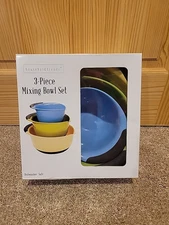 Household Trends 3PC Mixing Bowl Set - Pour Spout, Nesting, Non-Slip, BPA-Free