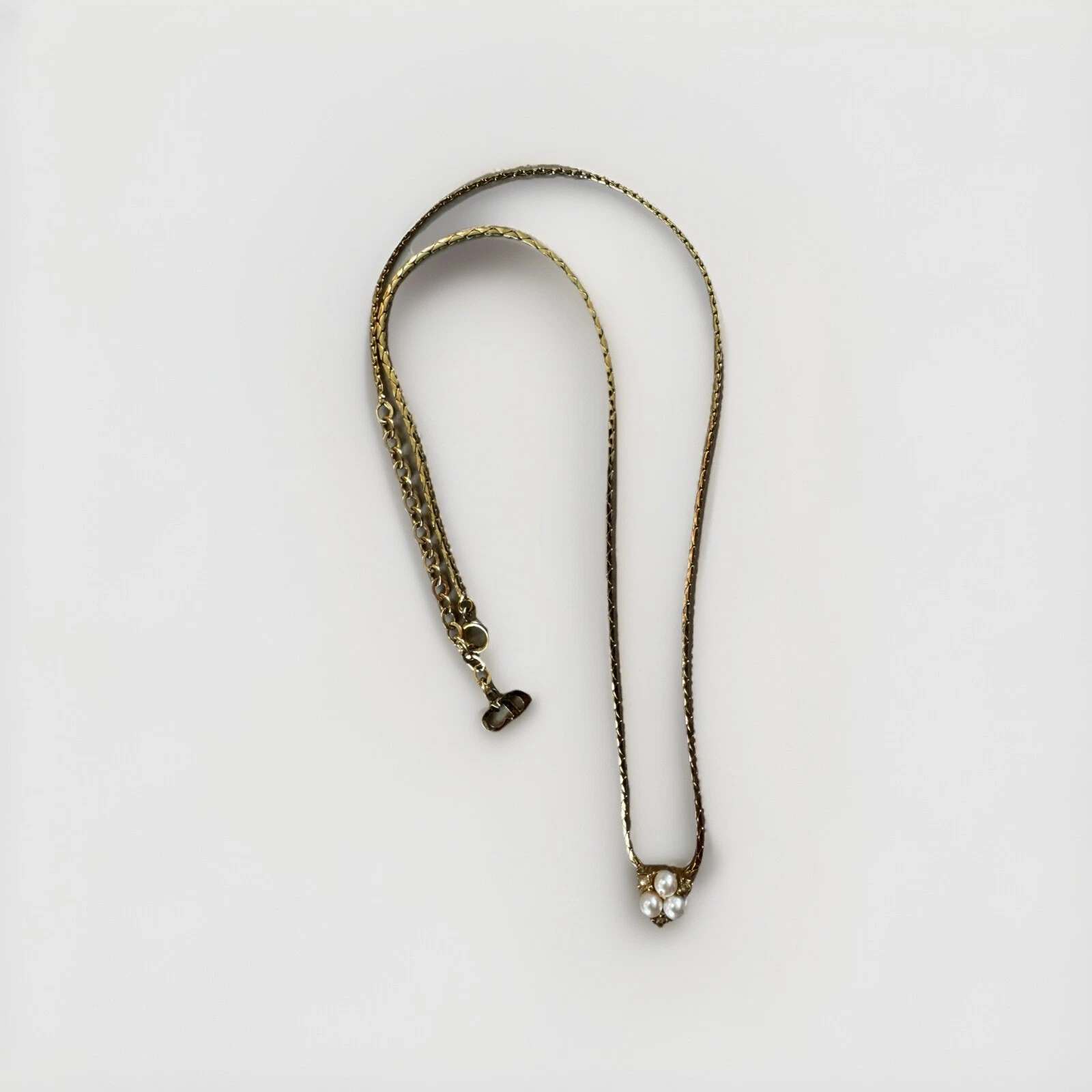 Collana vintage firmata Christian Dior tono oro strass perle finte retrò 17"