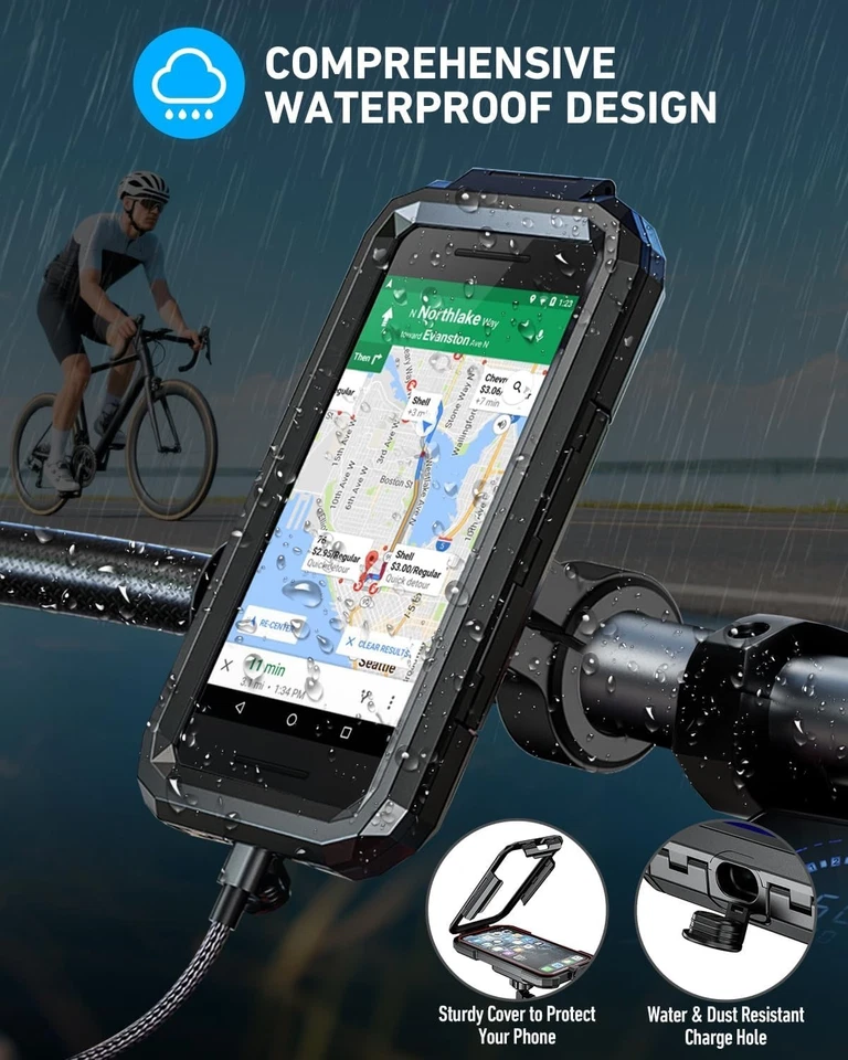 Motorcycle Phone Holder - Waterproof & Touchscreen Friendly with 360° Rotation - Image 4 of 4