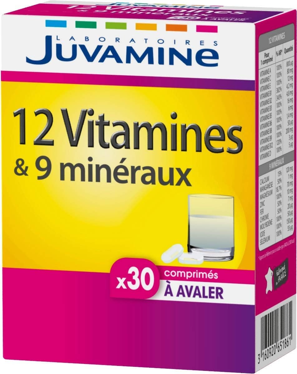 JUVAMINE 12 Vitamines 9 Minéraux - Fatigue manque de tonus 30 comprimés