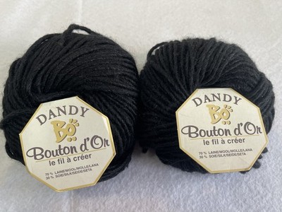 Dandy by Bouton d'Or - LOT of 2 - French yarn - 70% Wool 30% Slik - Noir (Black)