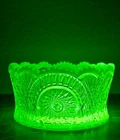 Vintage Mosser Glass Vaseline Carnival Opalescent Classic Diamond Bowl