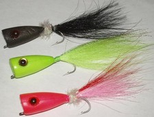 3 HARD FOAM BASS POPPERS  FLY FISHING  TEASERS  FREE SHIPPING!!!