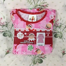 Elf On The Shelf Girls Size 4 Nightgown Pajamas Pink Sweets NEW