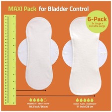Organic Cotton Reusable Incontinence Pads 6-Pack